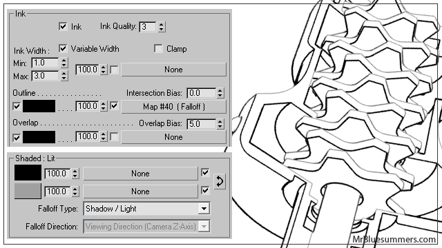 3dsMax Ink n Paint Line Color This line color map creates an interesting effect.