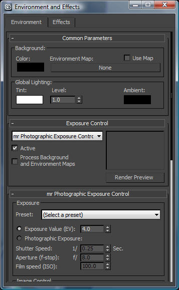 Environment-and-effects-panel-setup